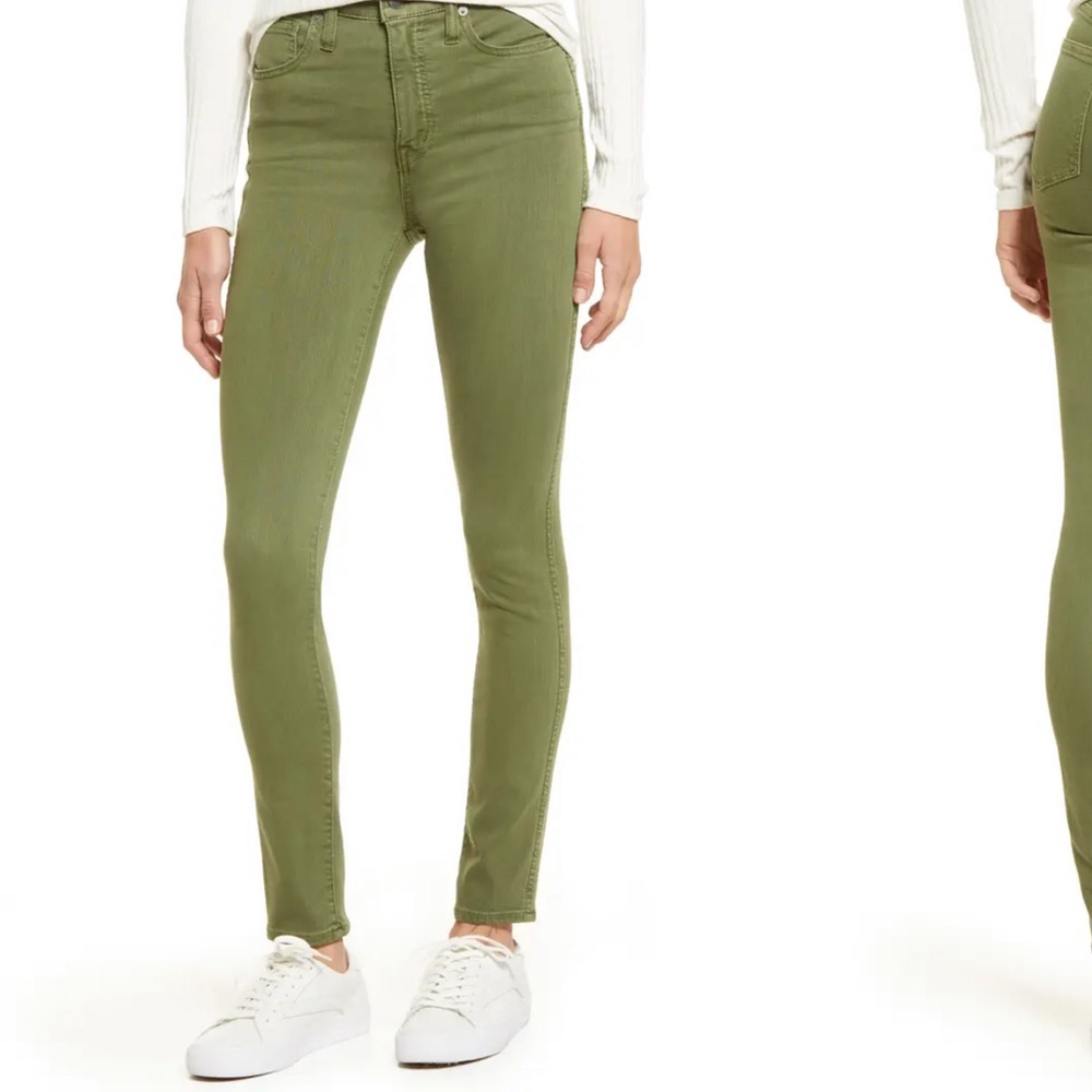 Madewell 10 inch high waist skinny jeans olive